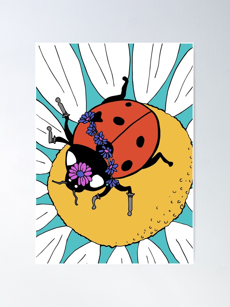 Alternate view of Fancy Ladybug and a Pretty Flower Poster