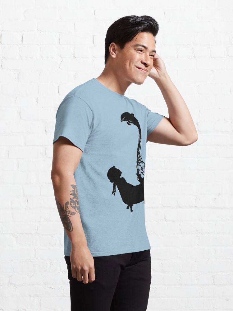 Alternate view of Dolphin leaping out of bath tub silhouette. Classic T-Shirt