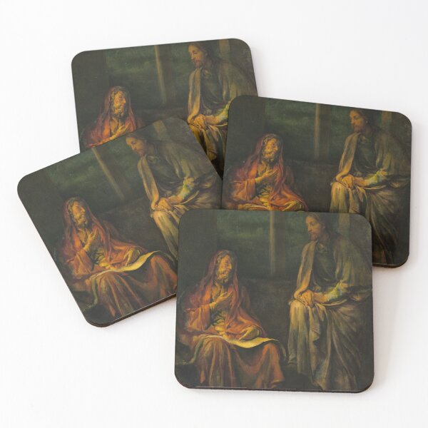 Item preview, Religious Art - Painting of the Visit of Nicodemus to Christ designed and sold by KnightandMoon.