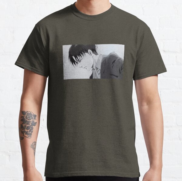 ATAQUE A TITAN (SHINGEKI NO KYOJIN): LEVI ACKERMAN DISEÑO BLANCO Y NEGRO Camiseta clásica