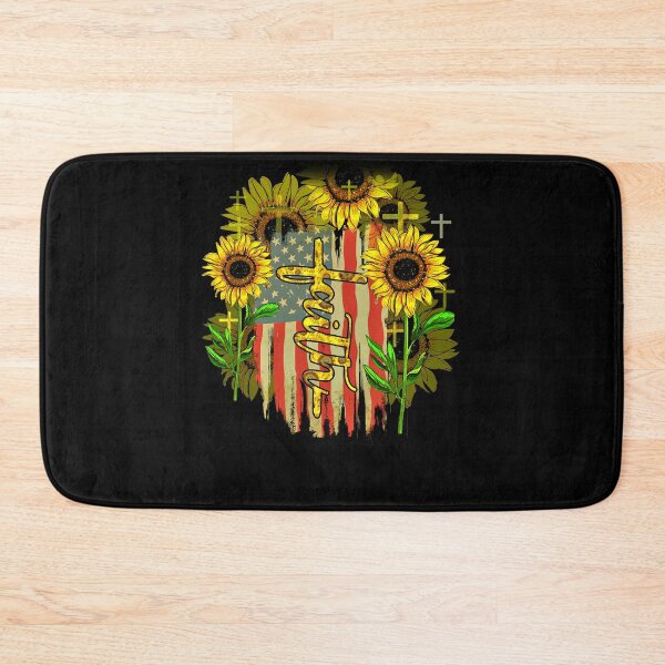 Item preview, Faith Hope Love Cross Sunflower USA Flag designed and sold by BaseStore.