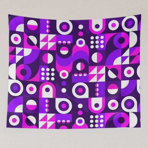 Item preview, Bright Pink, Purple, Black and White Geometric designed and sold by pugmom4.