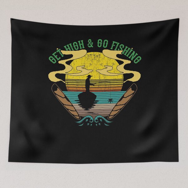 Item preview, Get High And Go Fishing Canabis 420 Vintage Funny Fisherman designed and sold by BaseStore.