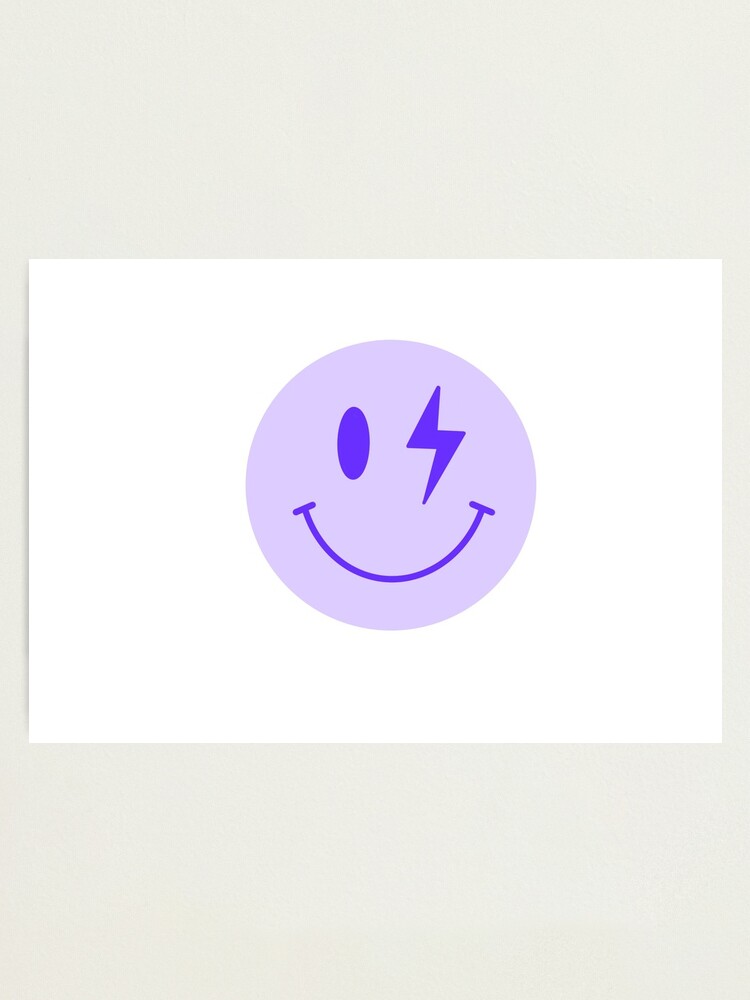 Blue Preppy Lightning Bolt Smiley Face Photographic Print For Sale By Inezj Redbubble