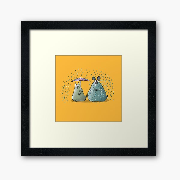 Rain - Cat and Dog Framed Art Print