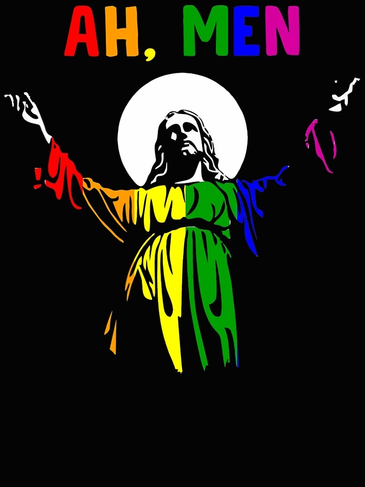 Ah Men Lgbt Gay Pride Jesus Rainbow Peace Flag Art Print By Forbidstore Redbubble