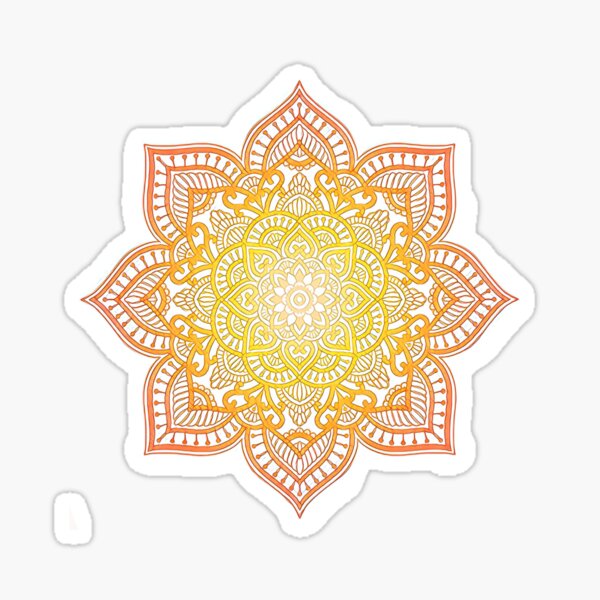 Item preview, Yellow and Orange Sun Mandala Indian Boho Hippie Design designed and sold by BohoButtons.