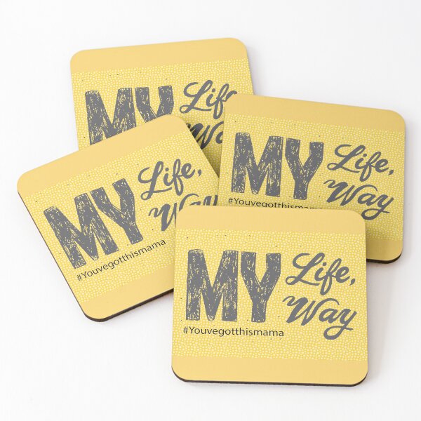 Item preview, Yellow with Gray Calligraphy Phrase My Life My Way designed and sold by CJAura by Claire Jane Johnson.