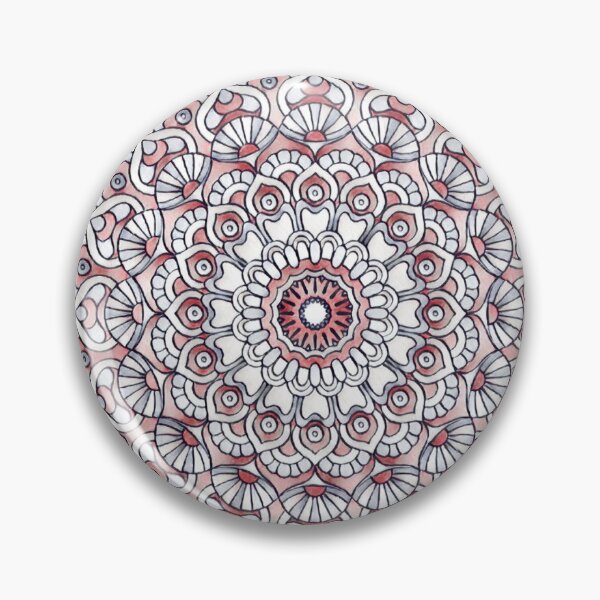 Item preview, Pink Red and White Mandala Graphic Art Hippie Boho Indian Style designed and sold by BohoButtons.