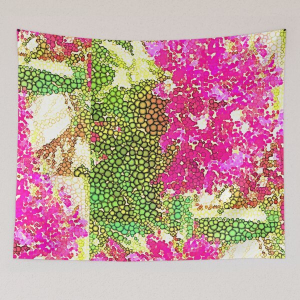 Item preview, tropical Hawaii island, abstract pink and green pattern designed and sold by Manoroma.