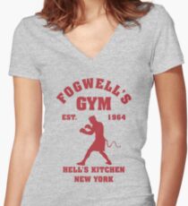 Fogwell's Gym Box the Devil Women's Fitted V-Neck T-Shirt