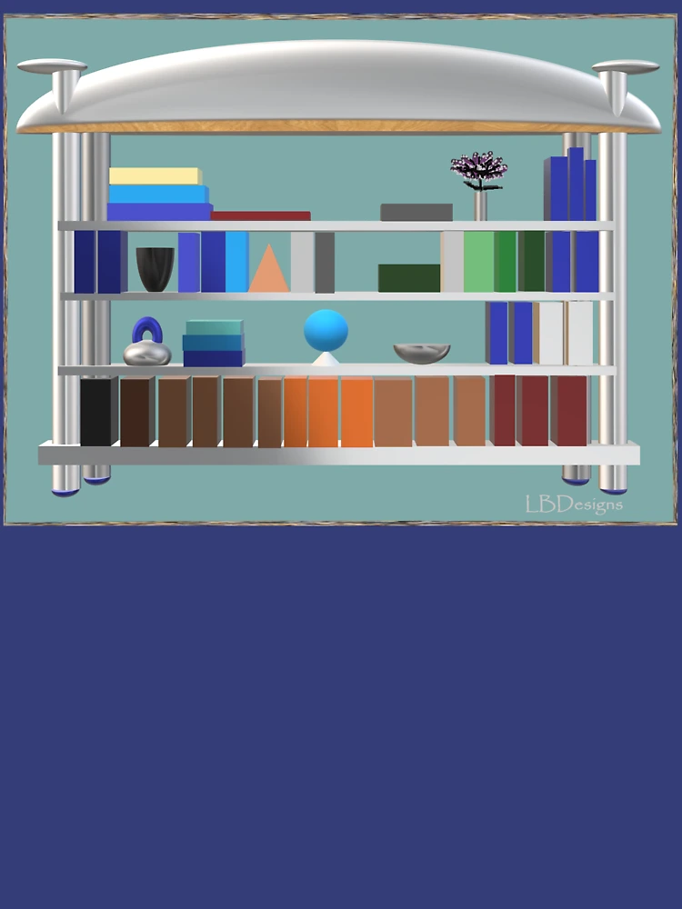 Thumbnail 4 of 4, V-Neck T-Shirt, Spring Library Bookcase designed and sold by RBLBDesigns.