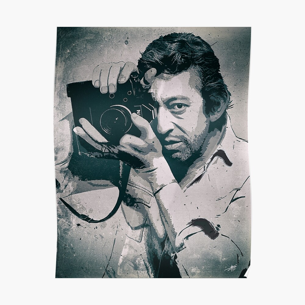 Serge Gainsbourg Digital Art Portrait Poster For Sale By Benbdprod Redbubble