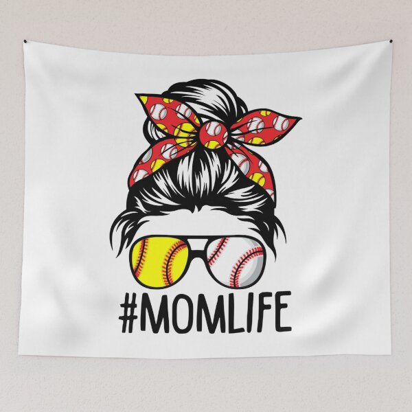 Artikelvorschau, Mutter Leben Softball Baseball Muttertag Messy Bun entworfen und verkauft von BiancaMoss51.