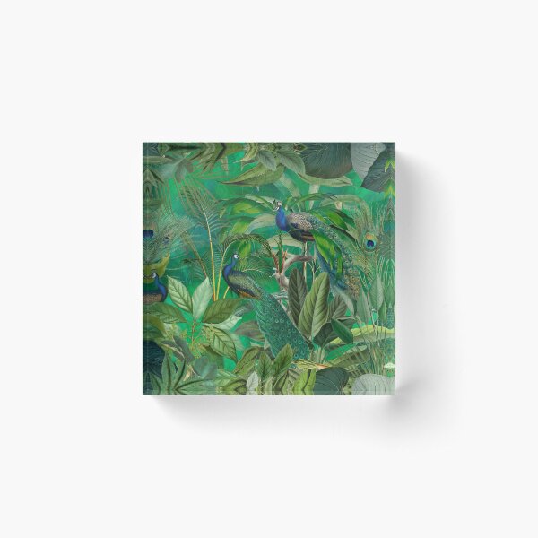 Item preview, Peacocks Green  Paradise Vintage Botanical Jungle Illustration designed and sold by artsandsoul.