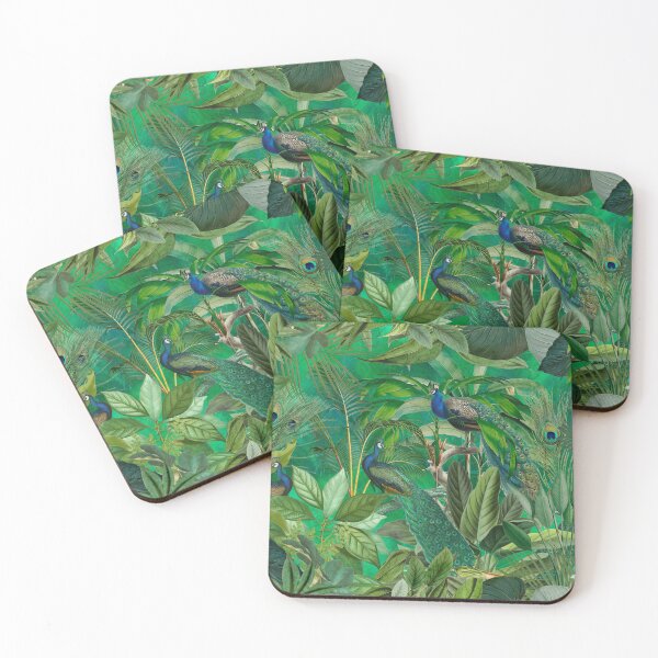 Item preview, Peacocks Green  Paradise Vintage Botanical Jungle Illustration designed and sold by artsandsoul.