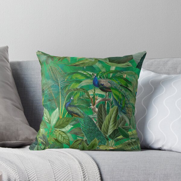Item preview, Peacocks Green  Paradise Vintage Botanical Jungle Illustration designed and sold by artsandsoul.