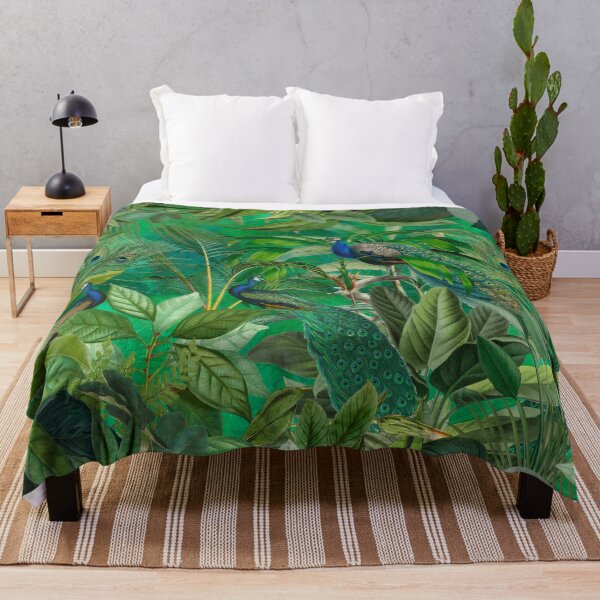 Item preview, Peacocks Green  Paradise Vintage Botanical Jungle Illustration designed and sold by artsandsoul.