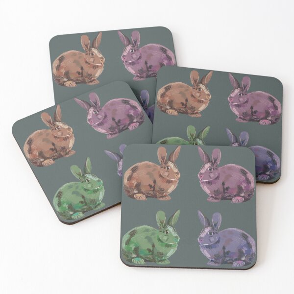 Item preview, Four cute rabbits on grey designed and sold by korasi.