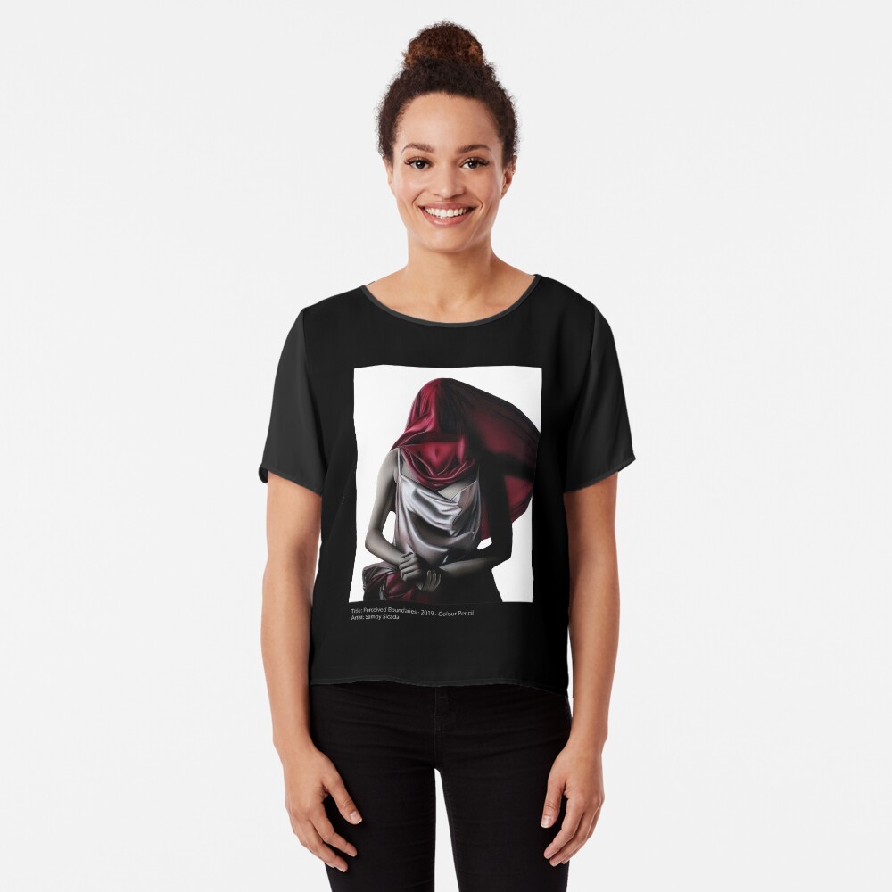 Perceived Boundaries (Colour pencil drawing) Chiffon Top