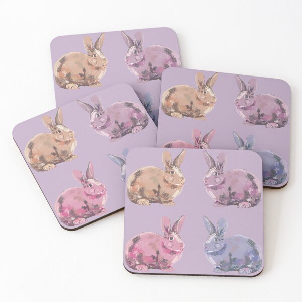 Item preview, Four cute rabbits on pink designed and sold by korasi.