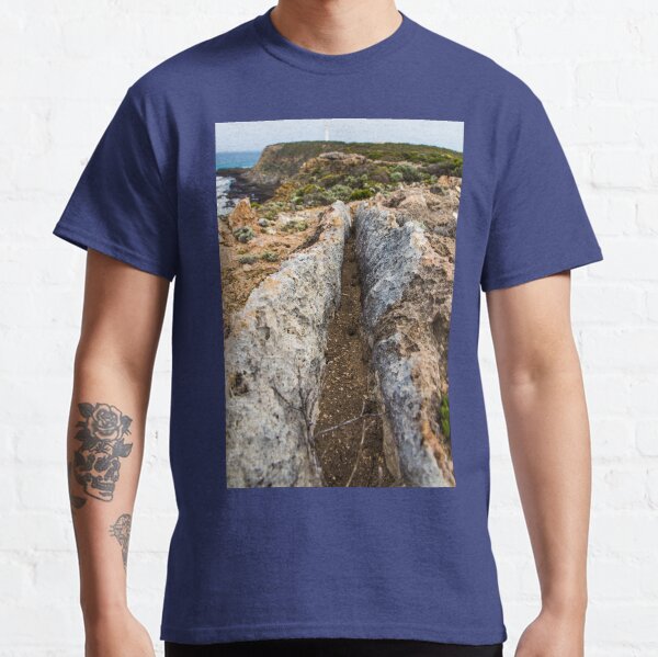 Rugged Australian coastline looking out to the Cape Nelson Lighthouse along the Great Ocean Road Classic T-Shirt