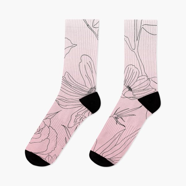 Artikelvorschau, Schwarz umreißt Blumen Rosa Farbverlauf Minimales Design entworfen und verkauft von NdesignTrend.