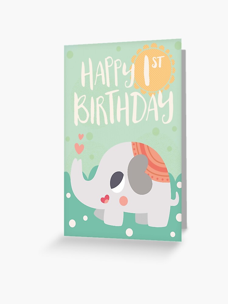 baby-elephant-birthday-card-one-year-greeting-card-for-sale-by-bakura240-redbubble for Free Printable Elephant Birthday Cards Baby Elephant Birthday Card One Year