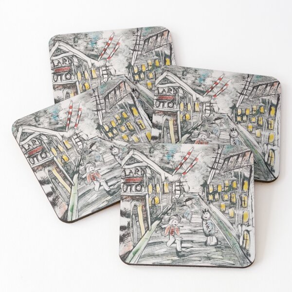 Item preview, Busy street, auto garage, people on street, buildings, town,windows designed and sold by NessArtByEwa.