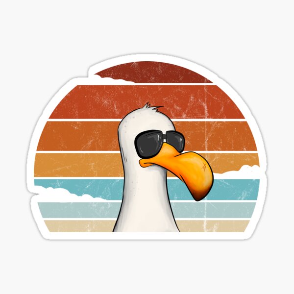 Artikel-Vorschau von Retro Möwe mit Sonnenbrille Nordsee Ostsee Vogel, designt und verkauft von Skizzenmonster.