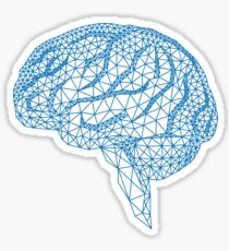 blue human brain with geometric mesh pattern Sticker