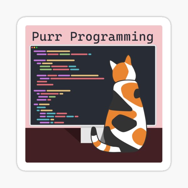 Purr Programming Calico Cat Sticker