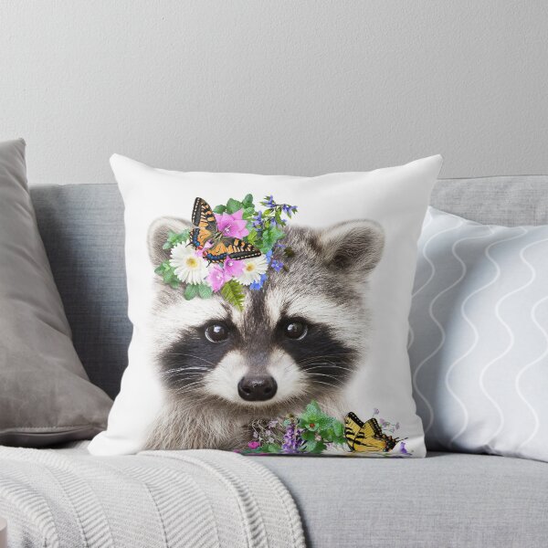 Item preview, Baby Raccoon With Flower Crown 2, Baby Animals Art Print by Synplus designed and sold by synplus.