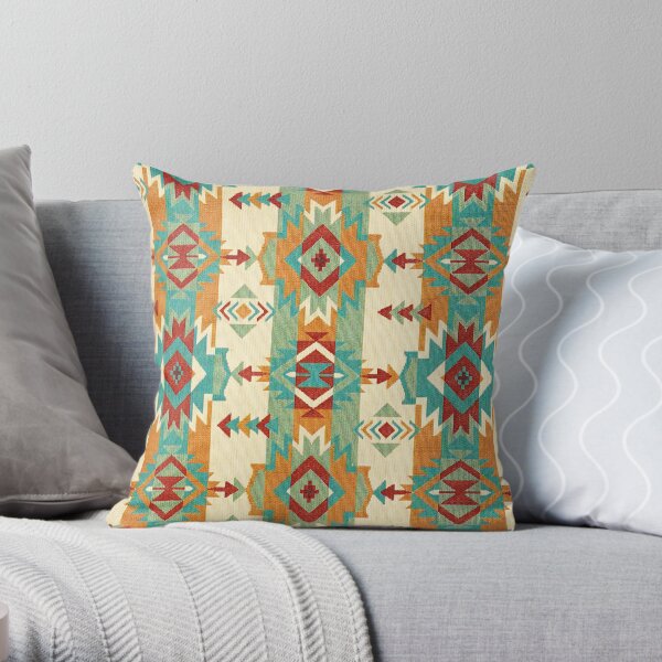 Tribal, Native American, Ethnic Icons and Symbols Throw Pillow