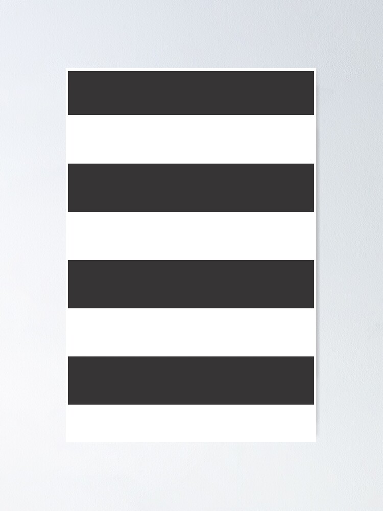 "Large Black Grey and White Stripes Horizontal Large Stripes" Poster