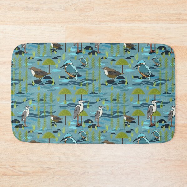 Item preview, Riverside birds kingfisher, heron and dipper.   View from my window. designed and sold by sueshormanart.