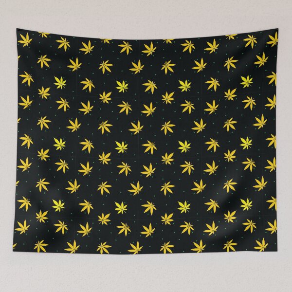 Item preview, Black and Yellow Leaf Cannabis Marijuana Weed Pattern designed and sold by RastaMerch.