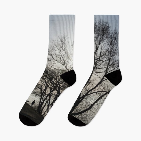Item preview, Lakeside Dog Walk - Silhouetted Couple and a Pooch in a Park designed and sold by Georgia Mizuleva.