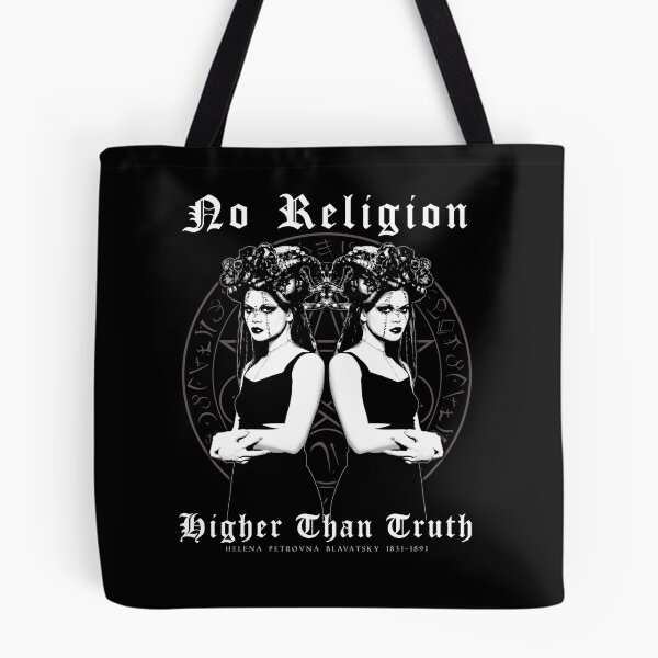 Aperçu de l'œuvre Aucune religion supérieure à la vérité, Design gothique occulte, Helena Blavatsky, Goth Girl, Cadeau occulte créée et vendue par Proverbial Wisdom Design.