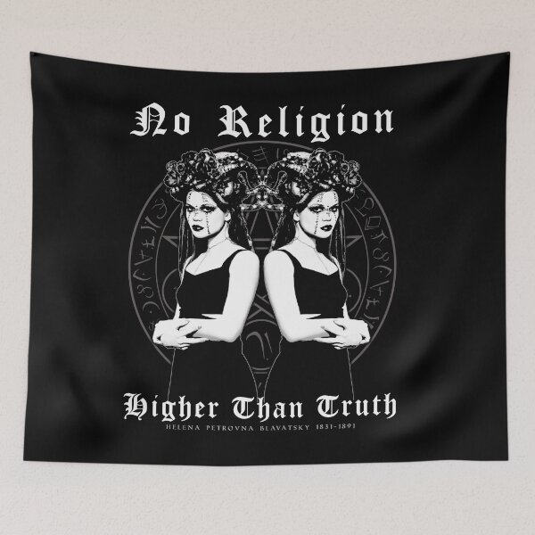 Aperçu de l'œuvre Aucune religion supérieure à la vérité, Design gothique occulte, Helena Blavatsky, Goth Girl, Cadeau occulte créée et vendue par Proverbial Wisdom Design.