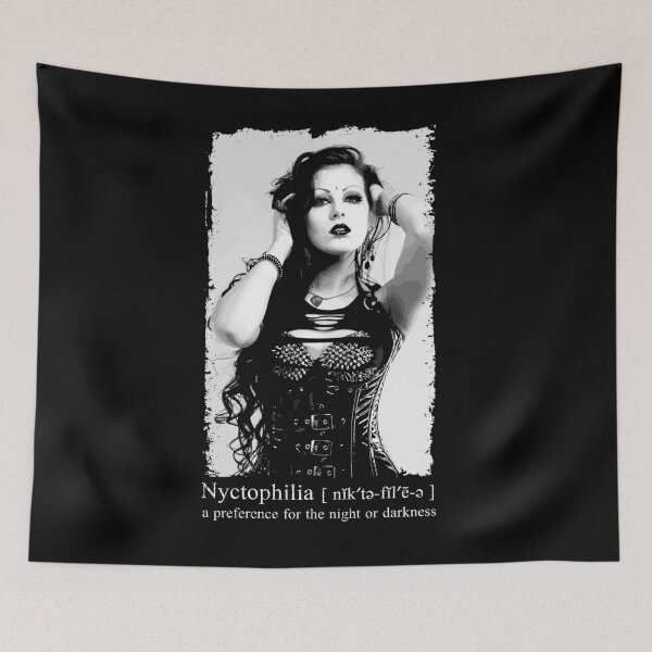 Aperçu de l'œuvre Nyctophilie, Amour des Ténèbres, Conception Occulte Gothique, Fille Goth, Cadeau Occulte créée et vendue par Proverbial Wisdom Design.