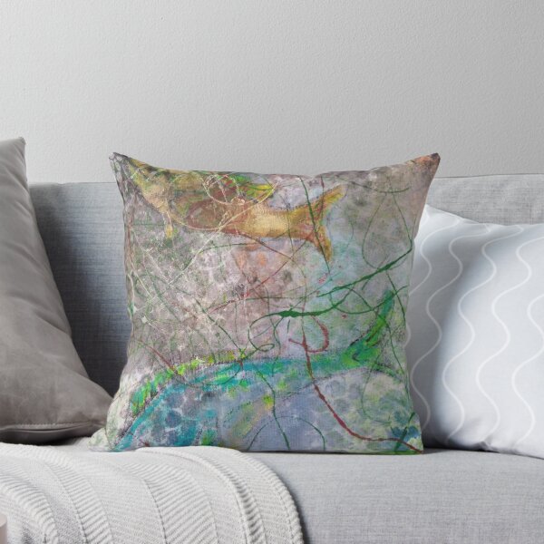 Item preview, Fish in water, blue fish, red fish, dark water, green, blue bubbles, net, ,  designed and sold by NessArtByEwa.