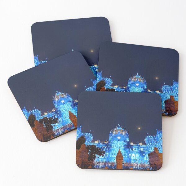 Item preview, Victoria Terminus illuminated in Blue light, now CSMT station image, modern art, wall art, print, personalised gifts, custom printed gifts. designed and sold by CameraDesign.