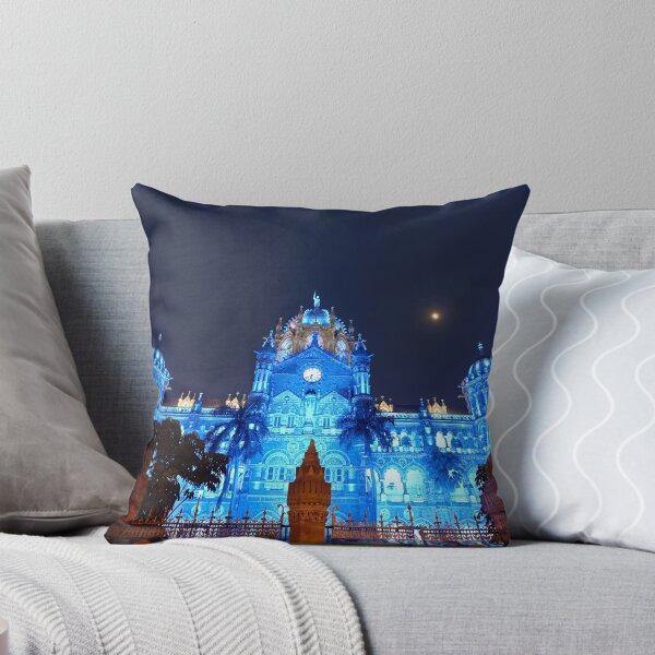 Item preview, Victoria Terminus illuminated in Blue light, now CSMT station image, modern art, wall art, print, personalised gifts, custom printed gifts. designed and sold by CameraDesign.