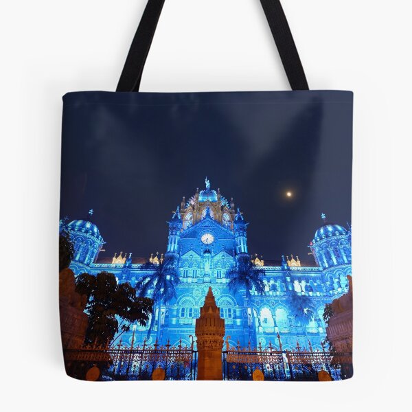 Item preview, Victoria Terminus illuminated in Blue light, now CSMT station image, modern art, wall art, print, personalised gifts, custom printed gifts. designed and sold by CameraDesign.