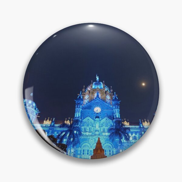 Item preview, Victoria Terminus illuminated in Blue light, now CSMT station image, modern art, wall art, print, personalised gifts, custom printed gifts. designed and sold by CameraDesign.
