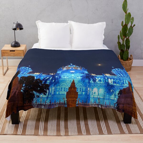 Item preview, Victoria Terminus illuminated in Blue light, now CSMT station image, modern art, wall art, print, personalised gifts, custom printed gifts. designed and sold by CameraDesign.