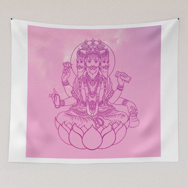 Item preview,  Hindu God Brahma line drawing vector illustration, vishnu, asian spiritual symbol, oriental wisdom, yoga, om, trimurti designed and sold by Mariuki Flow.