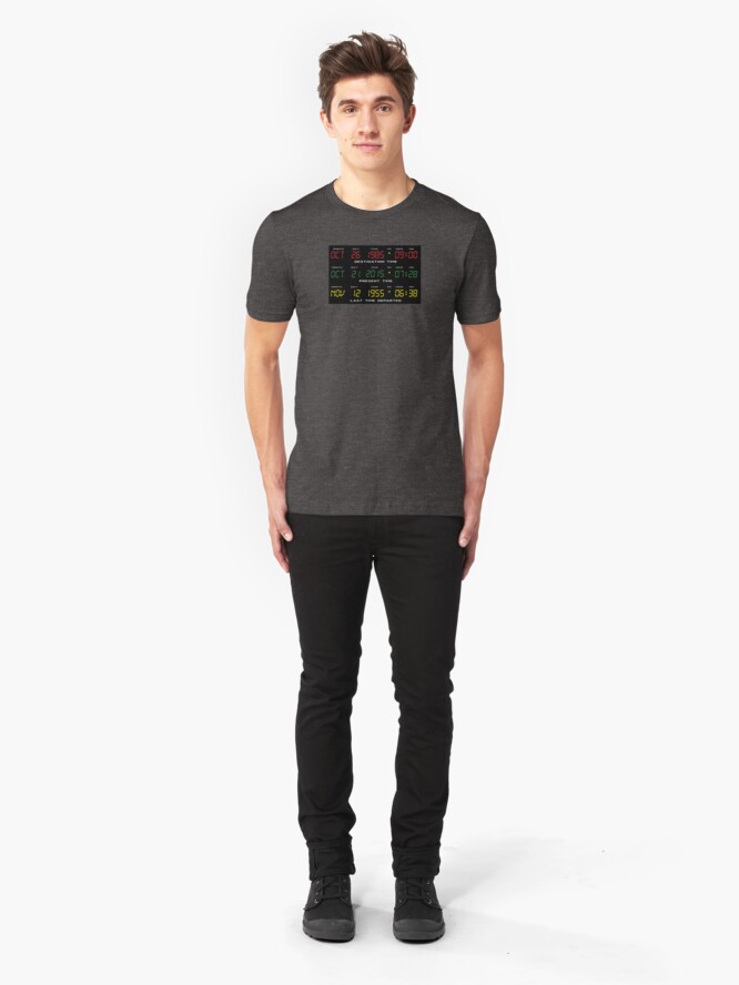 Alternate view of DeLorean Time Travel Display Dashboard Slim Fit T-Shirt