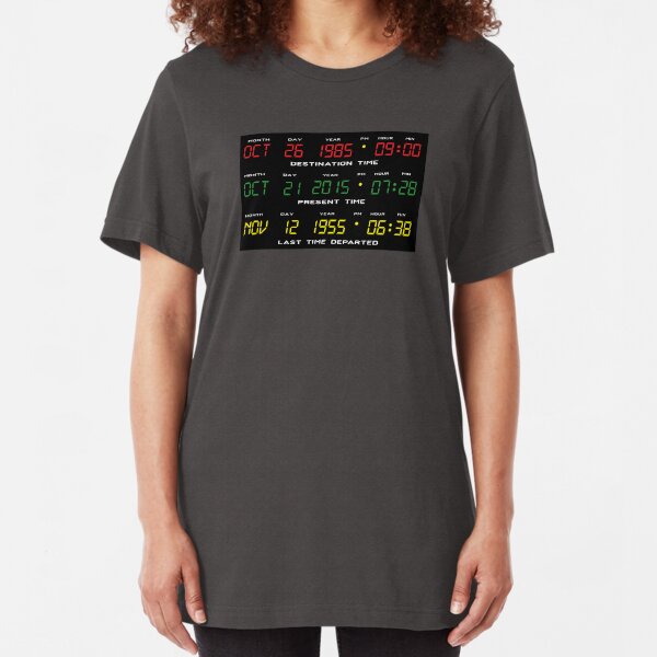 DeLorean Time Travel Display Dashboard Slim Fit T-Shirt